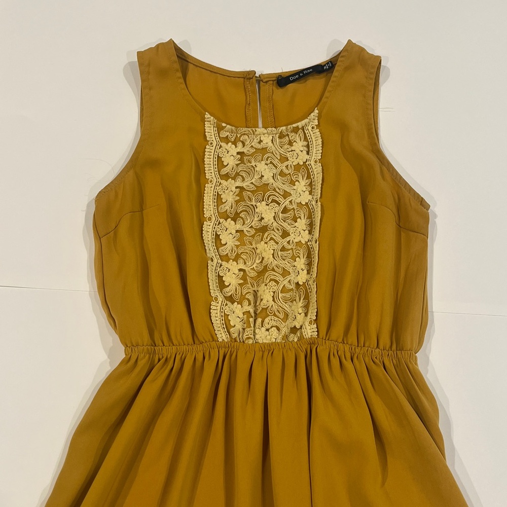 Doe & Rae Mustard Dress with Floral Lace